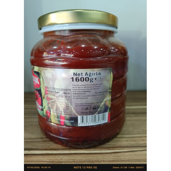 Kobak Tatlı Biber Salçası 1600 Gr