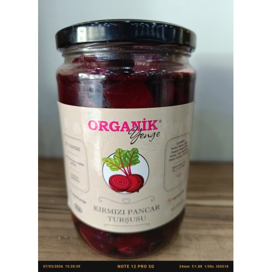 Organik Yenge Pancar Turşusu Büyük 850 Gr