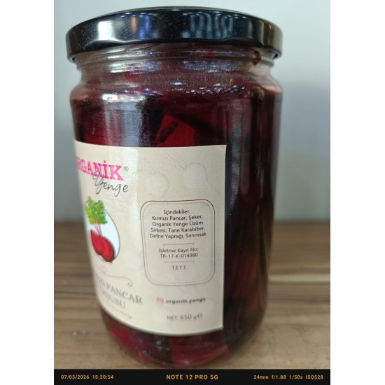 Organik Yenge Pancar Turşusu Büyük 850 Gr