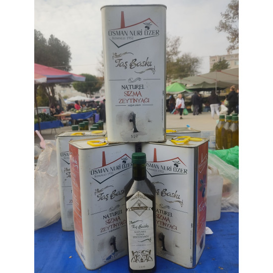 Naturel Sızma Soğuk Sıkım Taş Baskı Zeytin Yağı 5 LT Teneke
